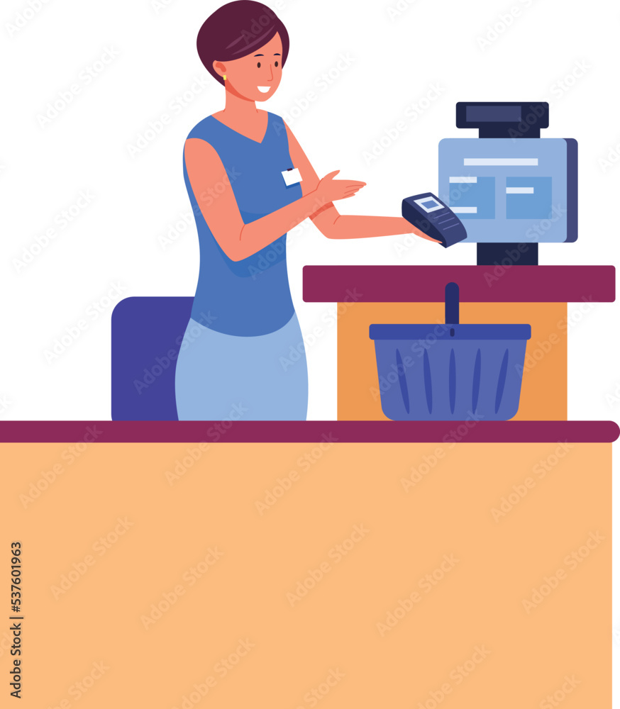Cashier checkout. Woman hold card payment terminal Cashier checkout. Woman hold card payment terminal