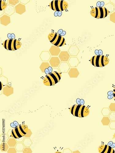 cute bee hive background © Nela_Art
