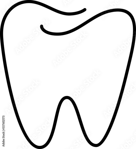 Tooth logo icon for dentist or stomatology dental care design template. Vector isolated black line contour symbol for dentistry clinic or medical center and toothpaste package