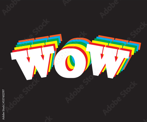 Wow. Vector handwritten lettering icon.
