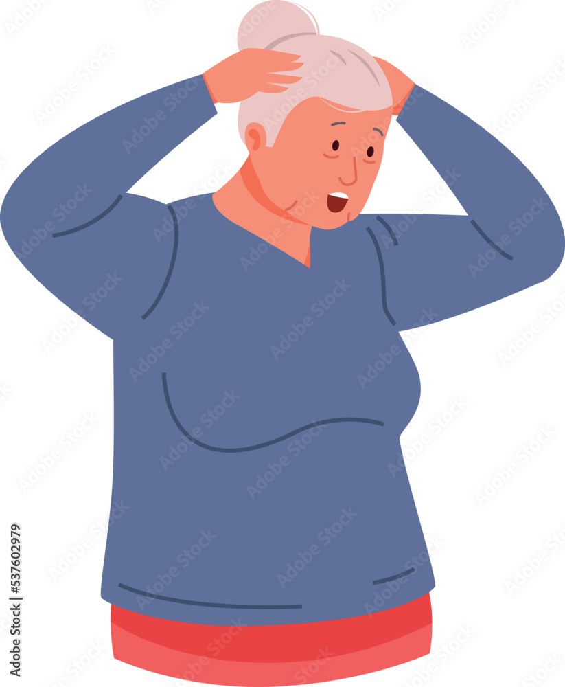 Naklejka premium Shocked old woman with hands on head. Screaming elderly person