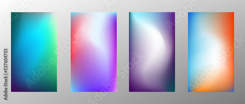 Abstract bright gradient background. Set of 4 backgrounds. Creative modern vector illustration. Holographic spectrum for coating.