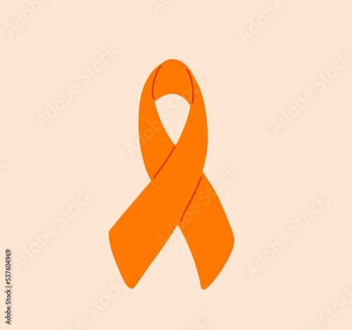 COPD chronic obstructive pulmonary disease awareness month Novermber handwritten lettering. Orange support ribbon. Web banner vector