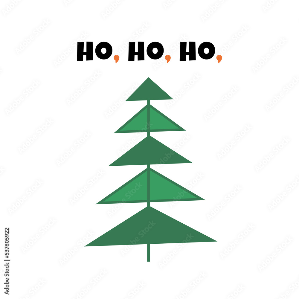 Ho Ho Ho Christmas Card. New Year Card. Vector Illustration