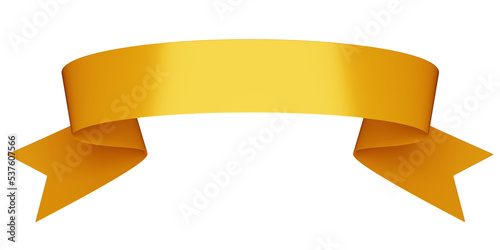 The gold ribbon on white background. 3d rendering.