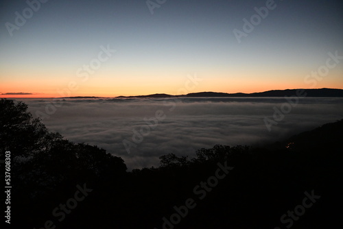 sunset over the clouds