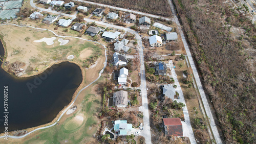 aerial view of homes after hurricane ian photo