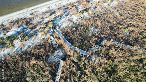 aerial view of beach after hurricane ian