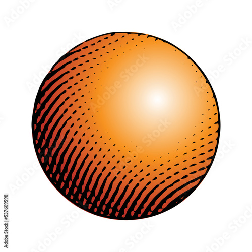 Scratchboard Engraved Sphere with Orange Fill