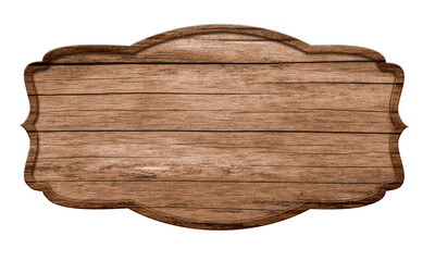 Wooden sign , dark wood isolated on white background