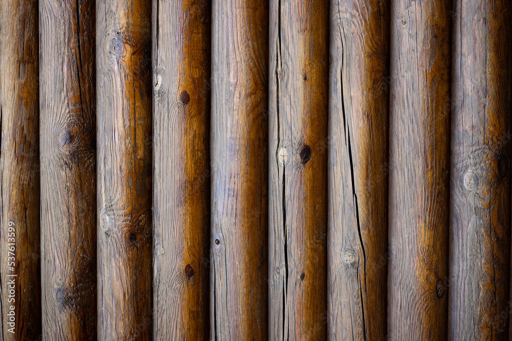 Obraz premium Wooden texture. Log wall background. Wooden background.