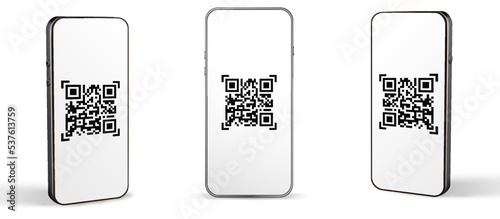 Qr code scanning. Mobile smartphone screen for payment, online pay, scan barcode with qr code scanner on digital smart phone background. Online shopping, technology concept vector illustration.
