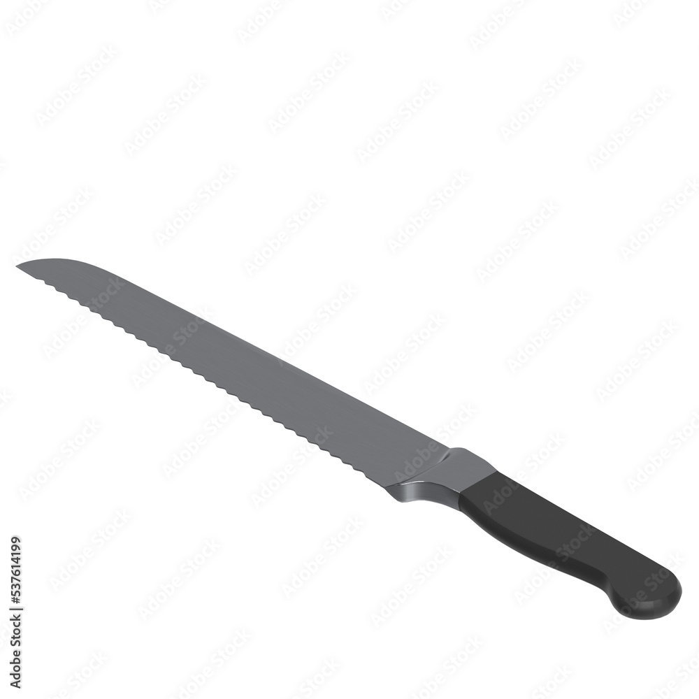 3d rendering illustration of a bread kitchen knife 3d rendering illustration of a bread kitchen knife