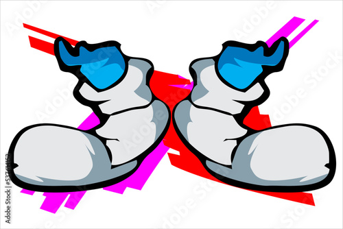 vector design of a pair of zombie legs wearing white socks with a stripe effect on the back