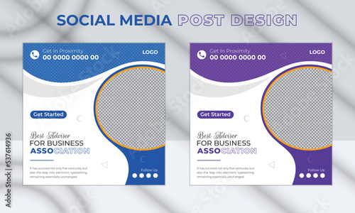 Corporate Business Social Media Post Layout Vector Design Template. Modern and creative Set of Editable minimal square banner and web internet ads with color variation templates.