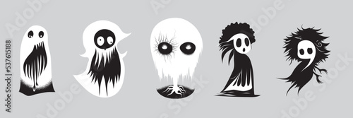 Halloween ghosts set on black background
