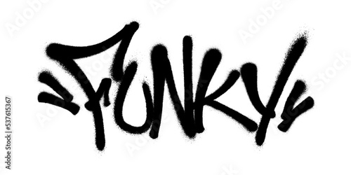 Sprayed funky font graffiti with overspray in black over white. Vector illustration.