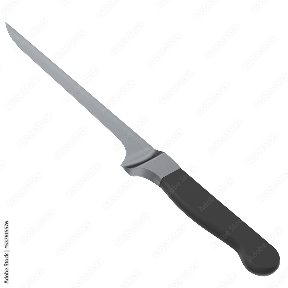 3d rendering illustration of a fillet kitchen knife 3d rendering illustration of a fillet kitchen knife