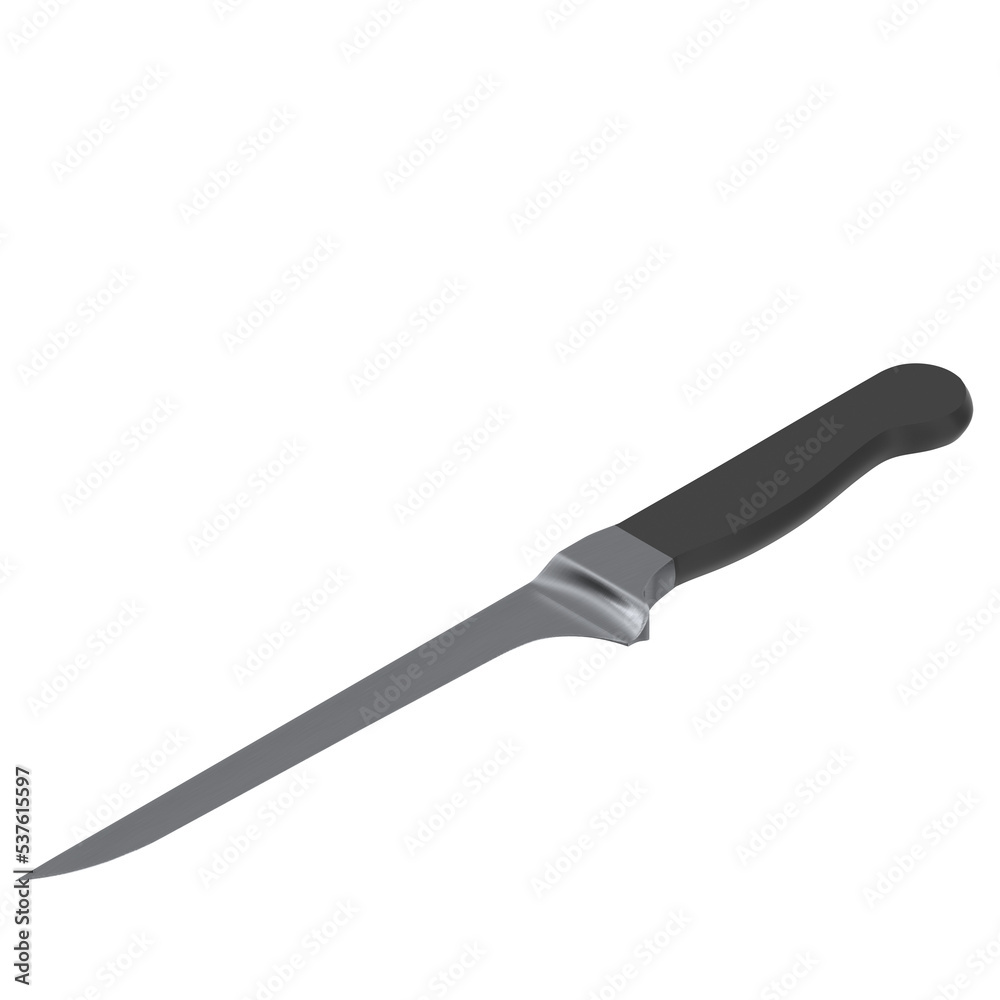 3d rendering illustration of a fillet kitchen knife 3d rendering illustration of a fillet kitchen knife