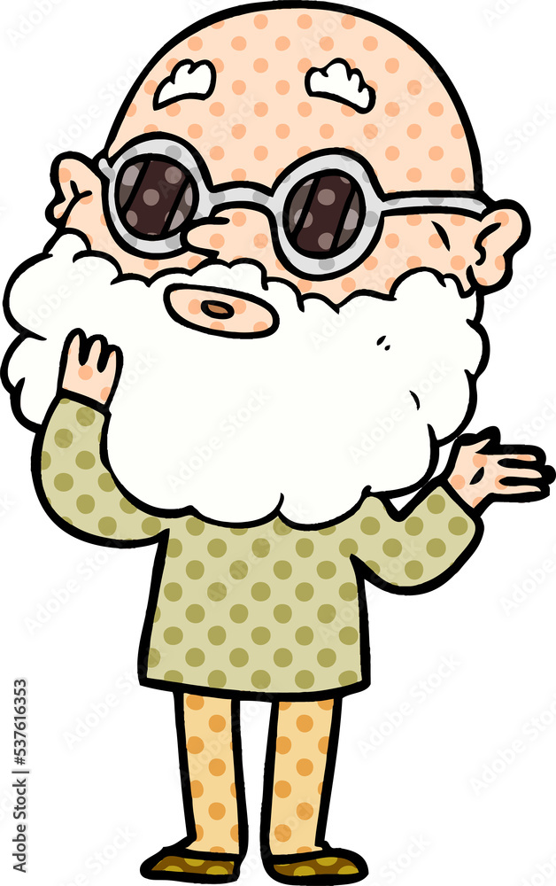 cartoon curious man with beard and glasses cartoon curious man with beard and glasses