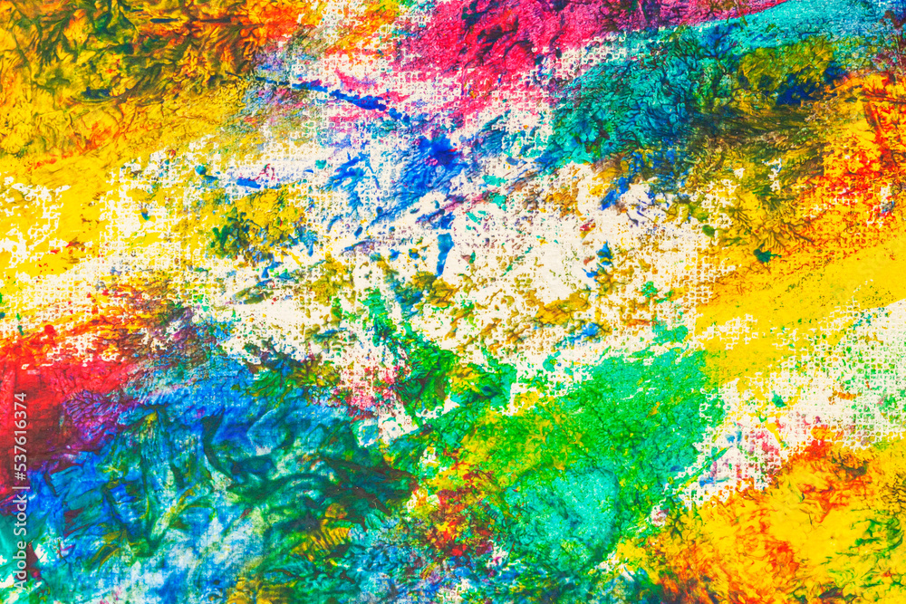 Bright background of mixed artistic acril paints, mix spots, blots