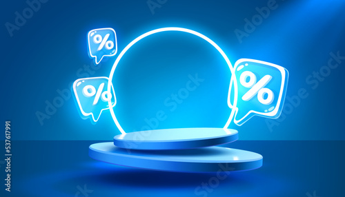 Mega sale special offer, Stage podium percent, Stage Podium Scene with for Award, Decor element background. Vector