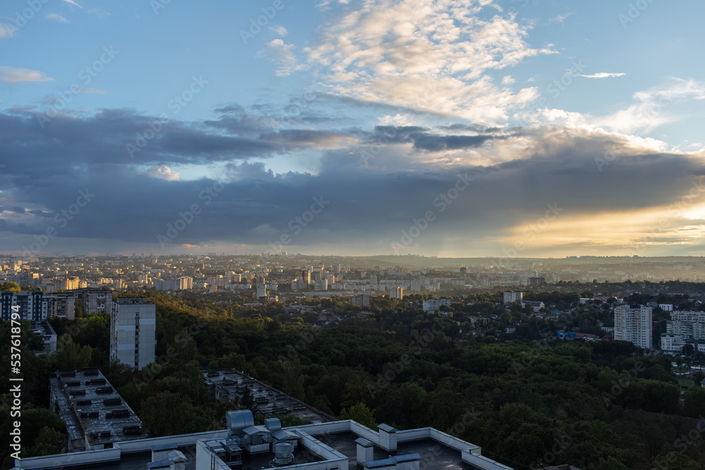 Simple landscape of Chisinau city, Moldova in sunny day.