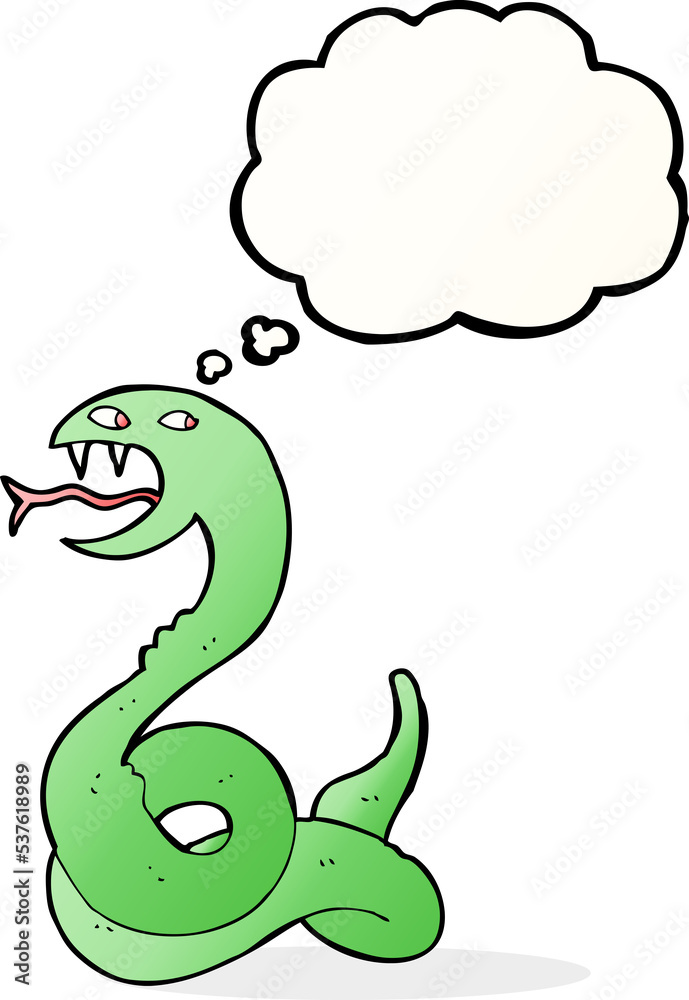 cartoon hissing snake with thought bubble cartoon hissing snake with thought bubble