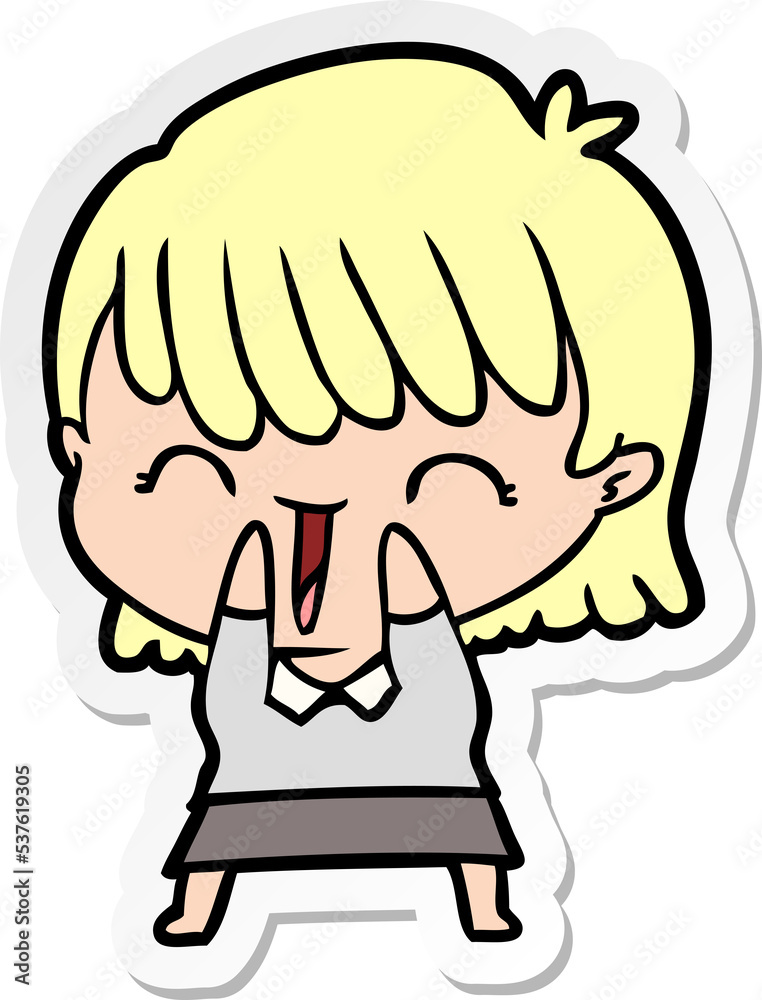 sticker of a cartoon woman sticker of a cartoon woman