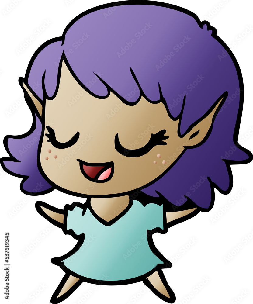 happy cartoon elf girl happy cartoon elf girl
