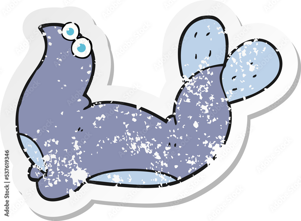 retro distressed sticker of a cartoon seal retro distressed sticker of a cartoon seal