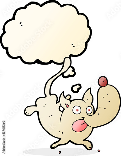 cartoon funny dog with thought bubble