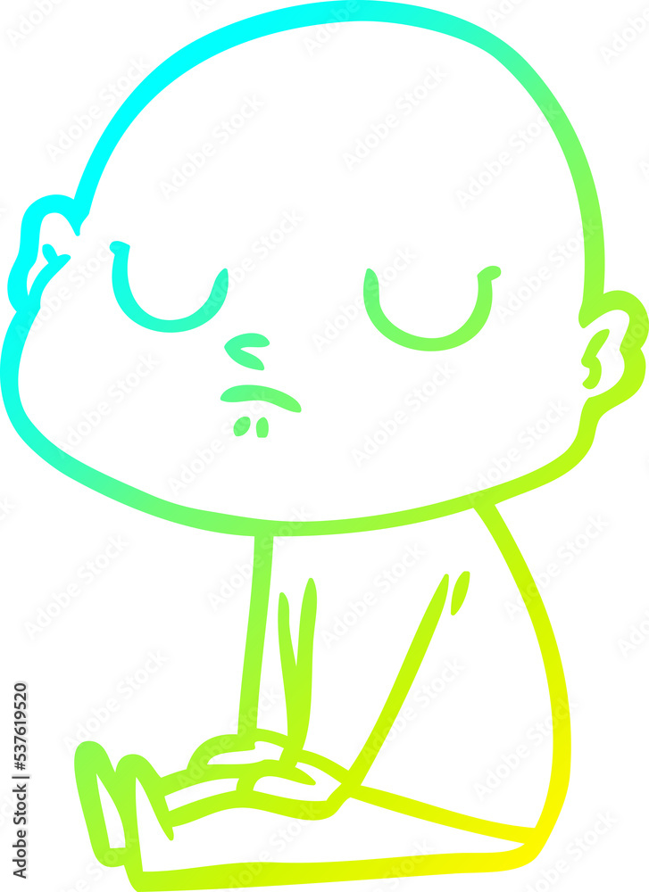 Obraz premium cold gradient line drawing of a cartoon bald man