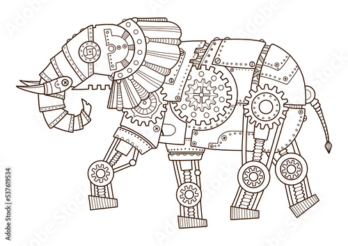 Elephant robot color fashion PNG illustration with transparent background © Oleksandr Pokusai