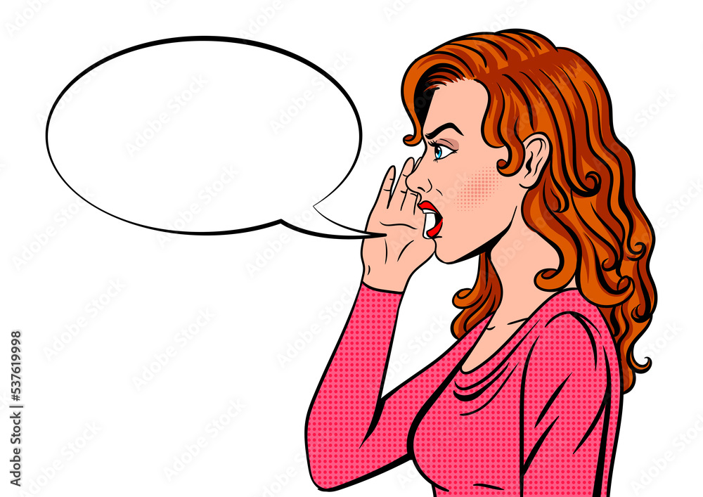 Woman shouts pop art style PNG illustration with transparent background Woman shouts pop art style PNG illustration with transparent background
