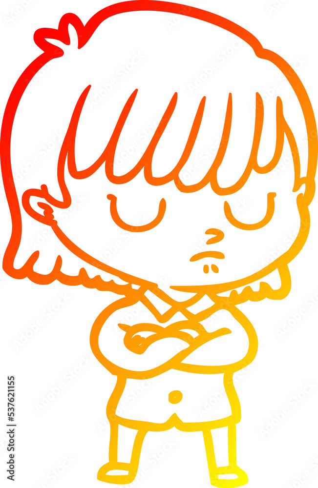 warm gradient line drawing of a cartoon woman warm gradient line drawing of a cartoon woman