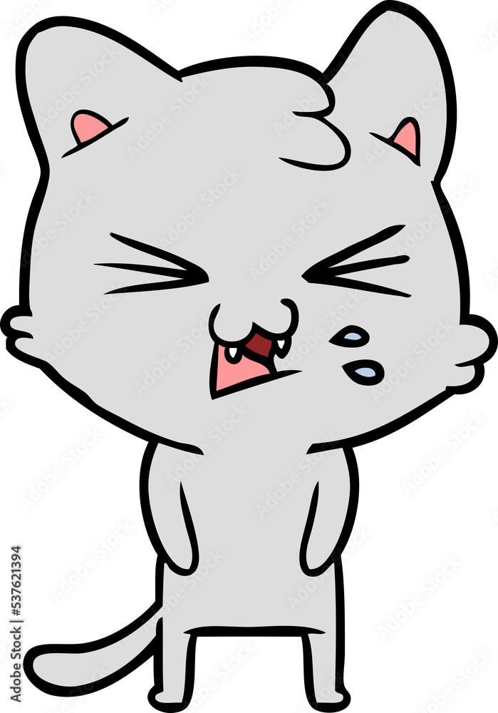 cartoon cat hissing