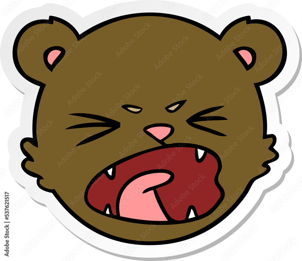 Obraz premium sticker of a cute cartoon teddy bear face