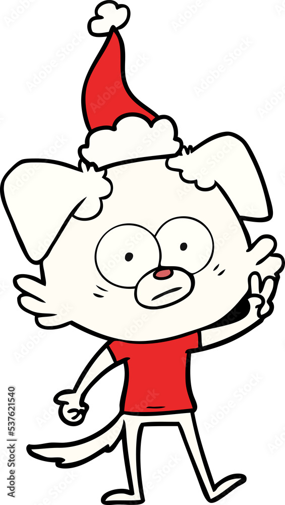 nervous dog in t shirt wearing santa hat nervous dog in t shirt wearing santa hat