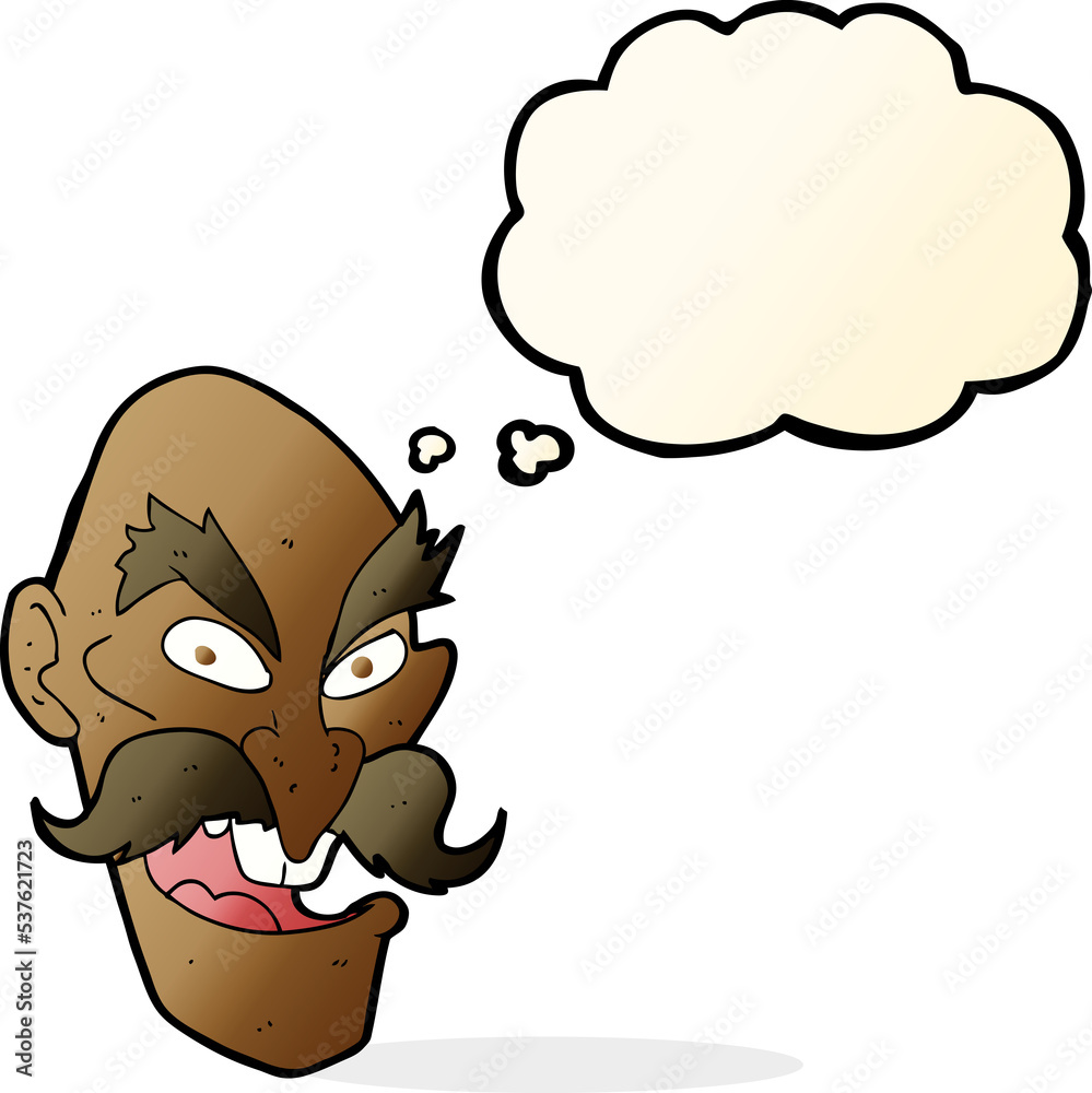 Obraz premium cartoon evil old man face with thought bubble