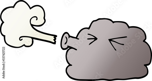 Fotografia, Obraz cartoon doodle cloud blowing a gale