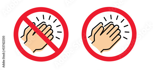 Stop, no applause icon. No ban, dont't clap hand pictogram. Clapping hands. Vector appreciation sign  Applauding People applaud. Not claps symbol icon. Cartoon idea