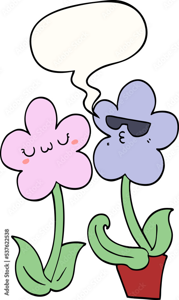 cute cartoon flower with speech bubble