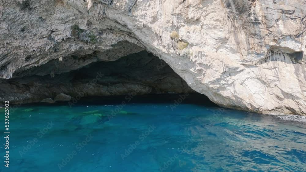 Pov sailing to Papanikolis Cave in Meganisi, Cephalonia, Greece