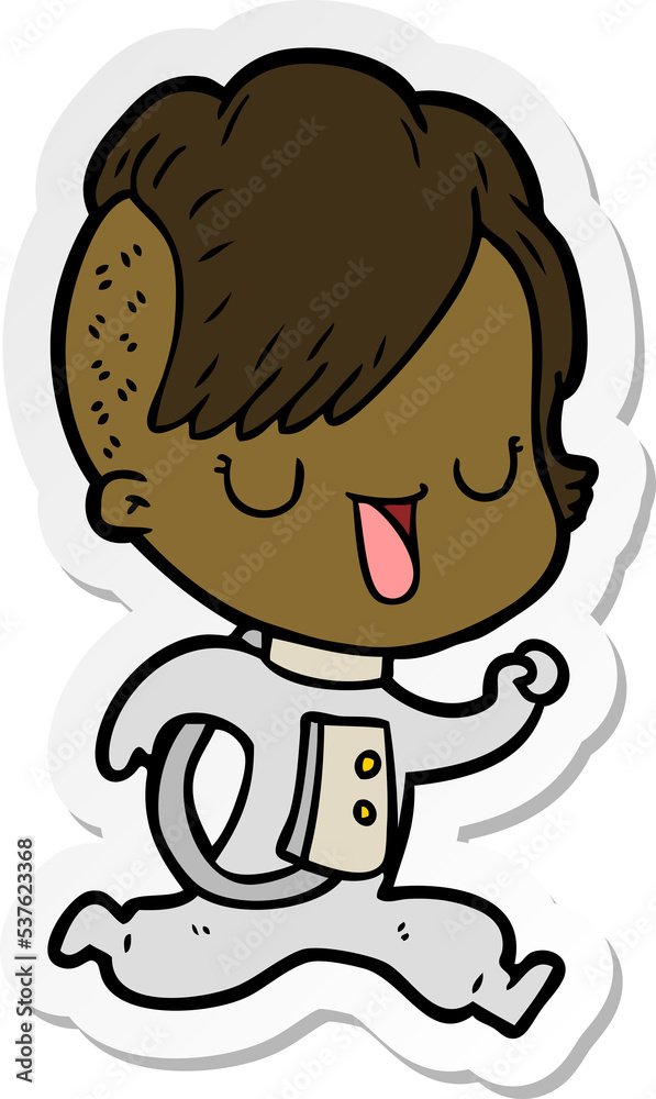sticker of a cartoon astronaut girl with hipster hair sticker of a cartoon astronaut girl with hipster hair