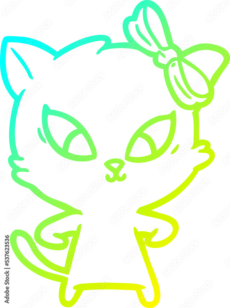 cold gradient line drawing of a cartoon cat cold gradient line drawing of a cartoon cat