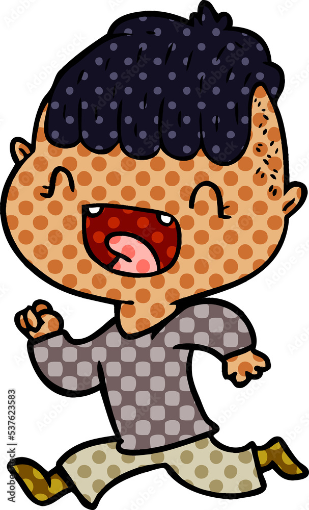 cartoon happy boy laughing and running away cartoon happy boy laughing and running away