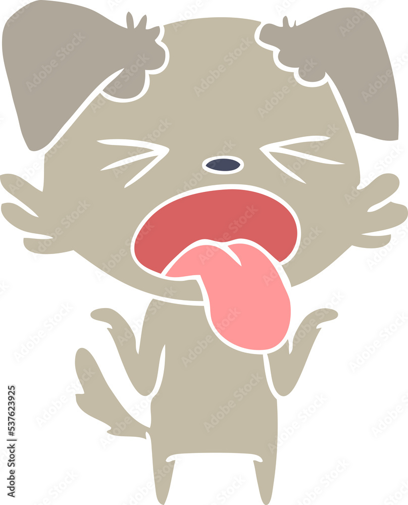 Obraz premium flat color style cartoon disgusted dog shrugging shoulders