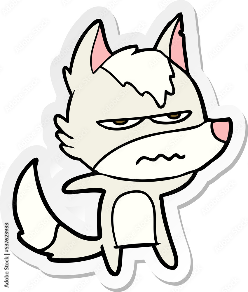 sticker of a cartoon annoyed wolf sticker of a cartoon annoyed wolf