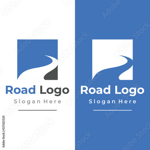 Logo design template highway, asphalt road route, traffic.Logo can be for business, sign, company.